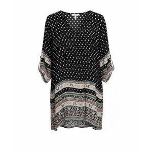 Boohoo Bohemian Split Neck Long Sleeve Pullover Shift Dress Multicolor Size 14